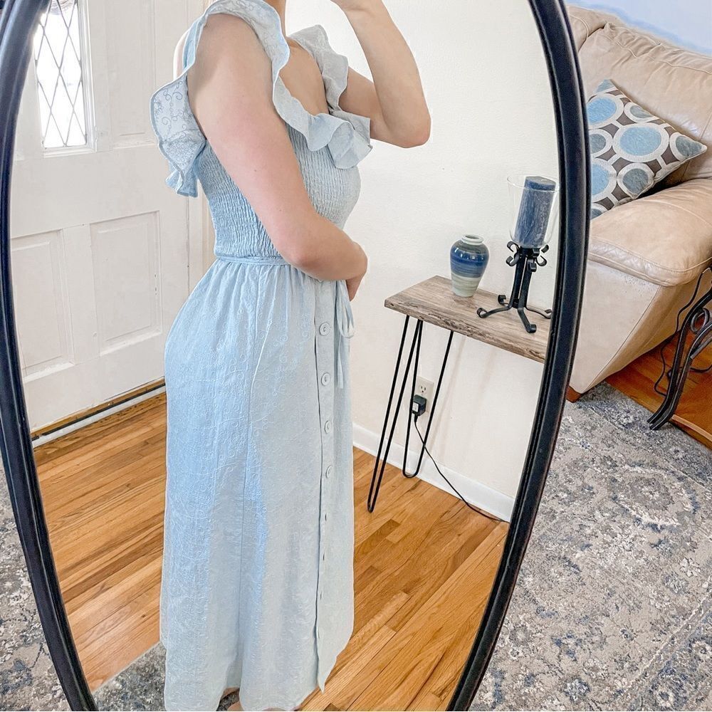 Tularosa Zion Midi Dress Baby Blue Embroidered L - Picture 11 of 11